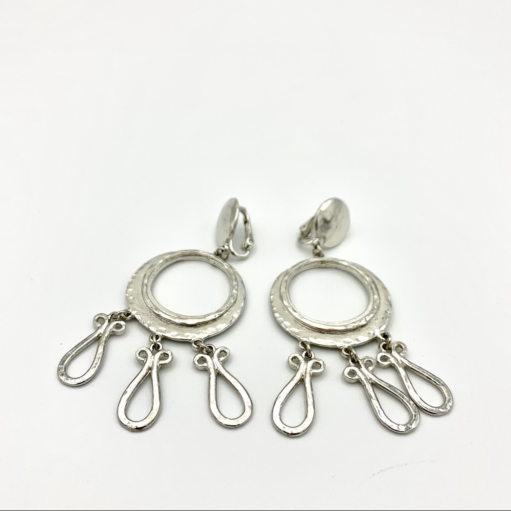 Boho hoop dangle earrings clip vintage
